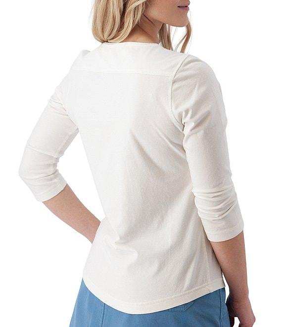 Aventura Juni Organic Cottom Blend Split Neck 3/4 Sleeve Tee Product Image