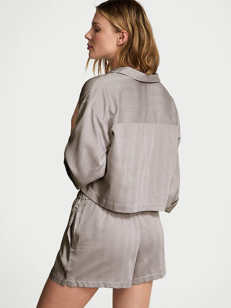 Modal-Cotton 3/4-Sleeve Flyaway Shirt & Short Pajama Set Product Image