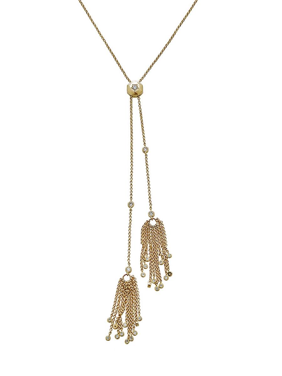 Womens 14K Yellow Gold & 0.39 TCW Diamond Tassel Necklace Product Image