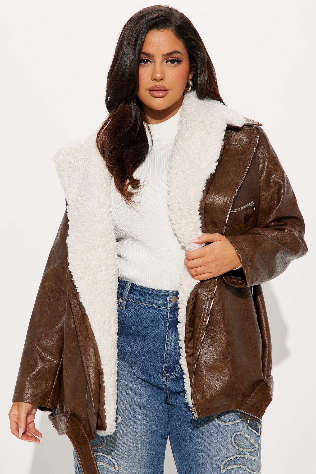 Bet On It Oversized Washed Moto Jacket - Brown Female Product Image