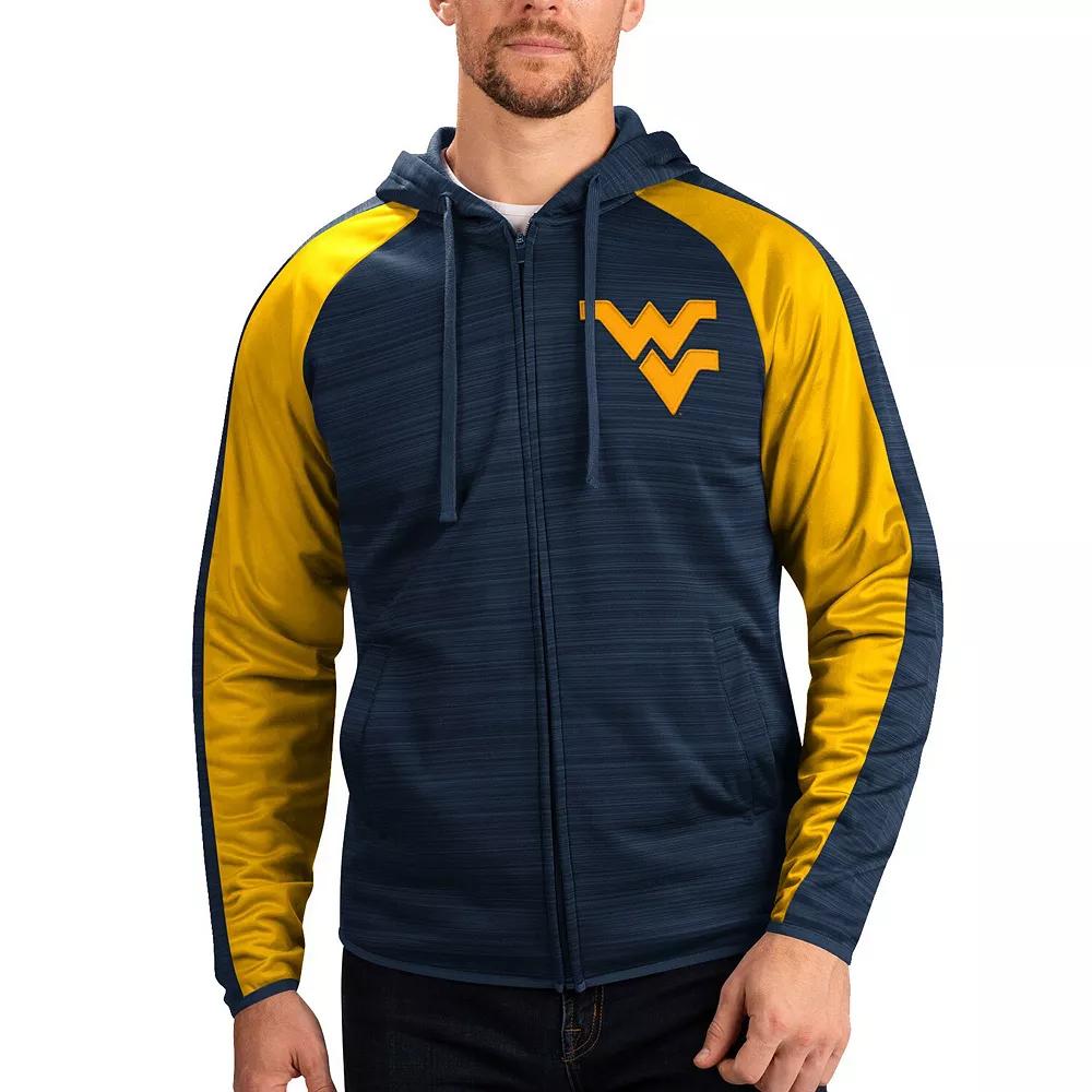 Men's G-III Sports by Carl Banks Navy West Virginia Mountaineers Neutral Zone Raglan Full-Zip Track Jacket Hoodie, Size: Medium, Blue Product Image