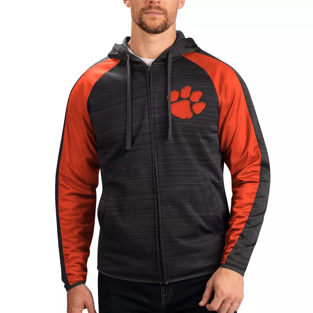 Men's G-III Sports by Carl Banks Black Clemson Tigers Neutral Zone Raglan Full-Zip Track Jacket Hoodie,  Product Image