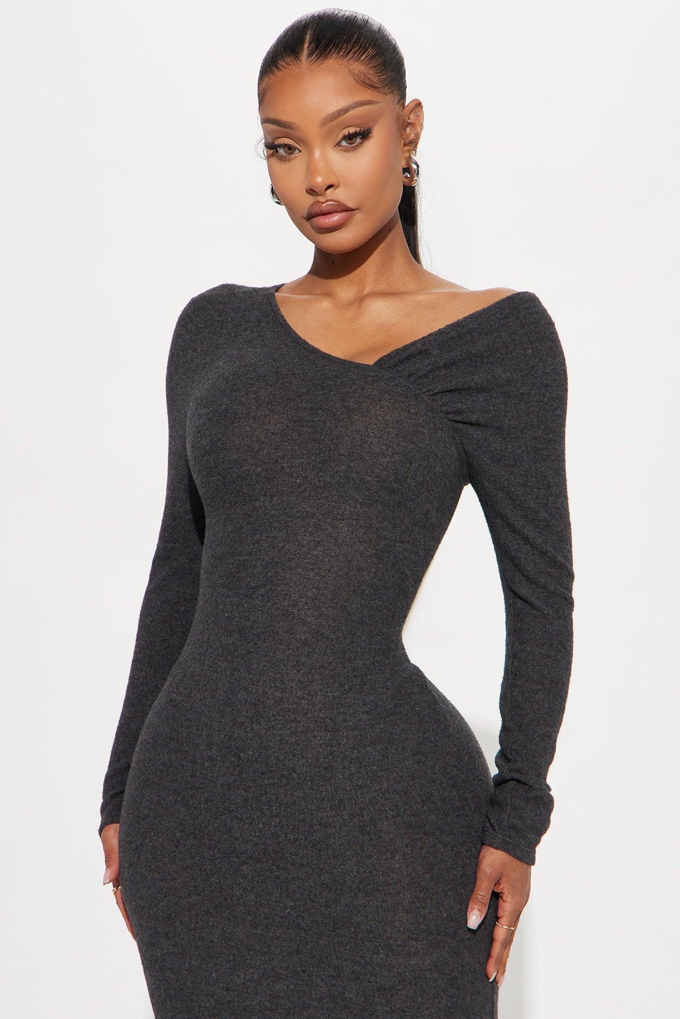 Luna Sweater Maxi Dress - Charcoal Product Image