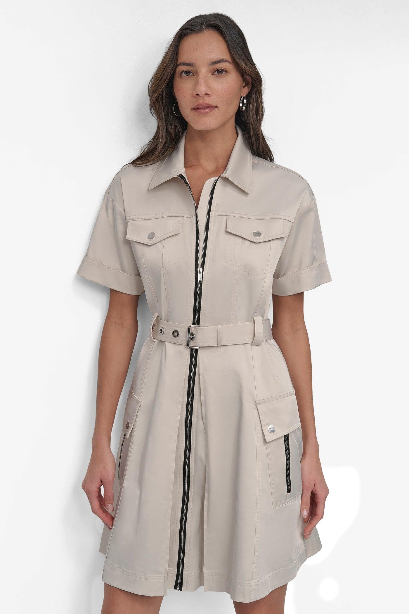 SHIRT DRESS WITH FRONT ZIPPER Product Image