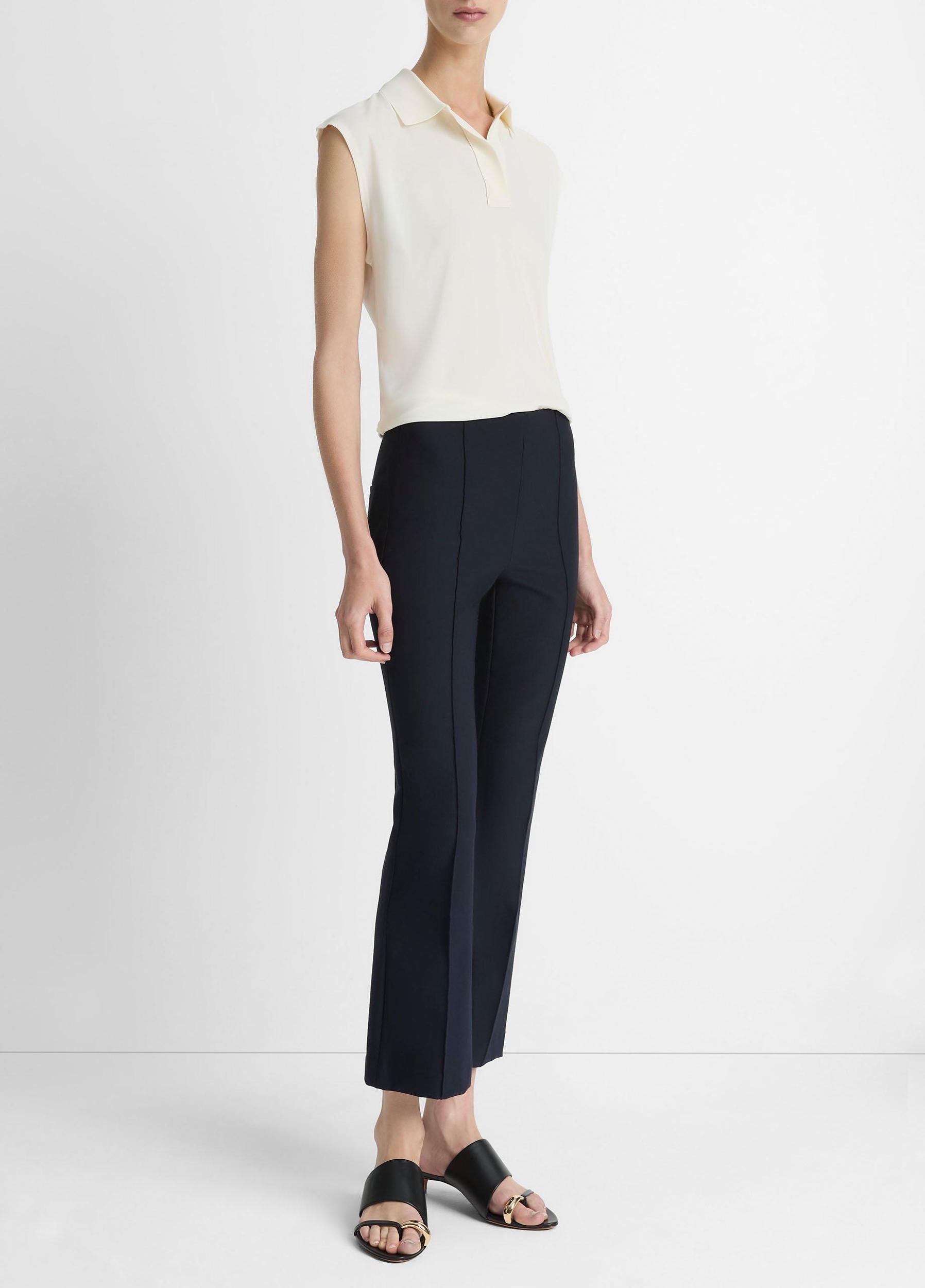 Mid-Rise Pintuck Crop Flare Pant Product Image