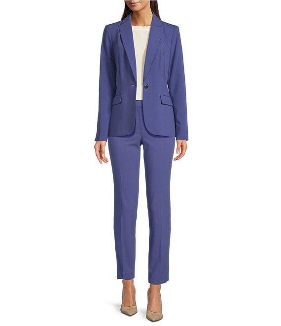 Calvin Klein Solid Lux Peak Lapel Collar One Button Jacket Product Image