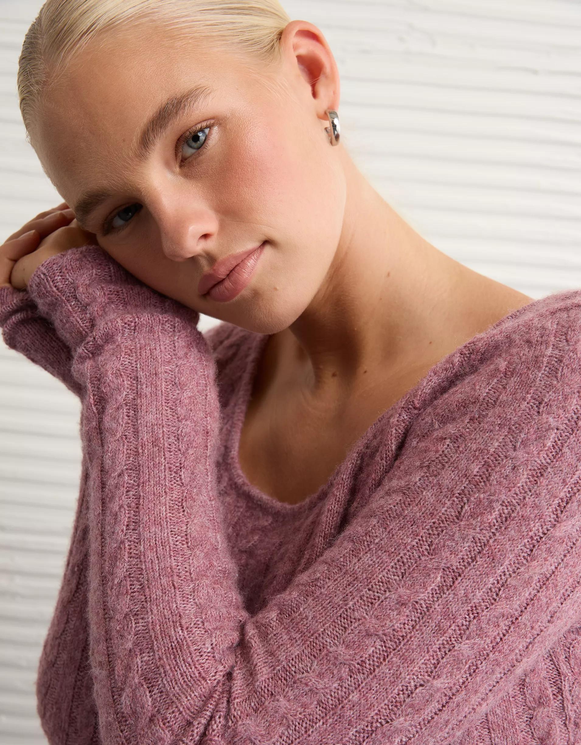 AE Whoa So Soft Cropped Scoop Neck Sweater Product Image