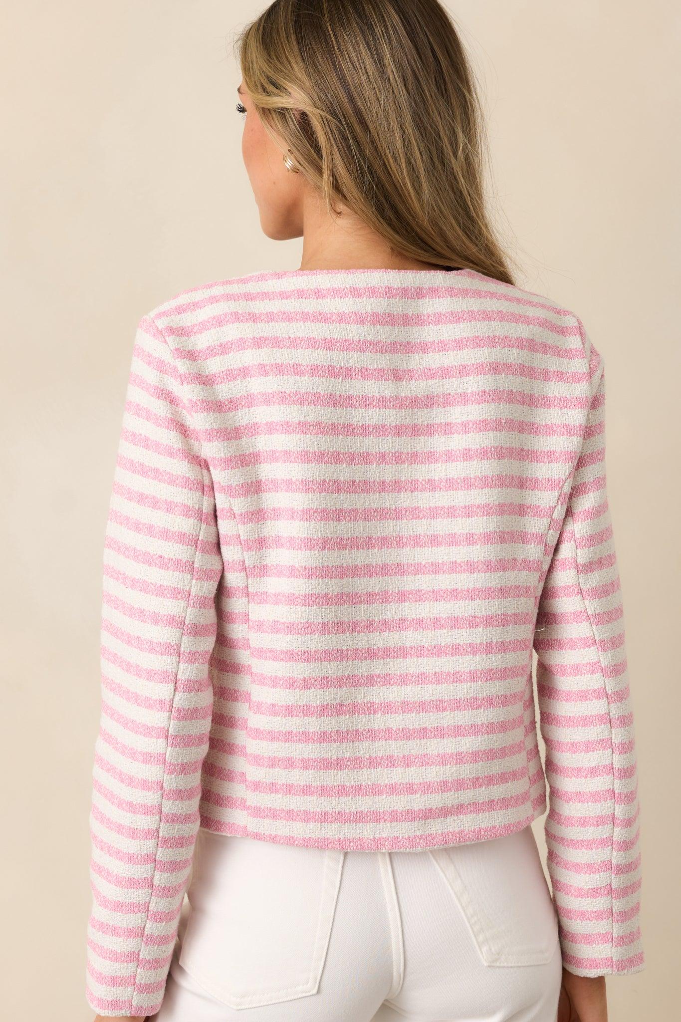 Gallery Opening Pink Stripe Tweed Jacket Product Image