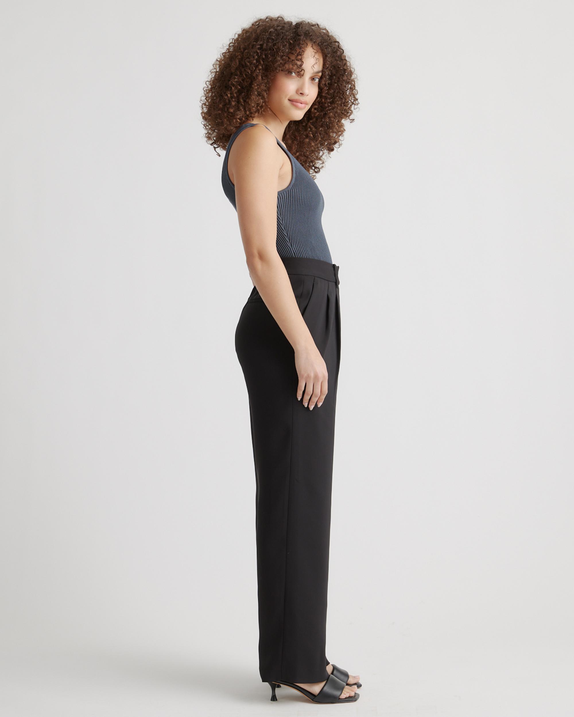 Quince | Women's Stretch Crepe Pleated Wide Leg Pants Recycled Polyester Product Image