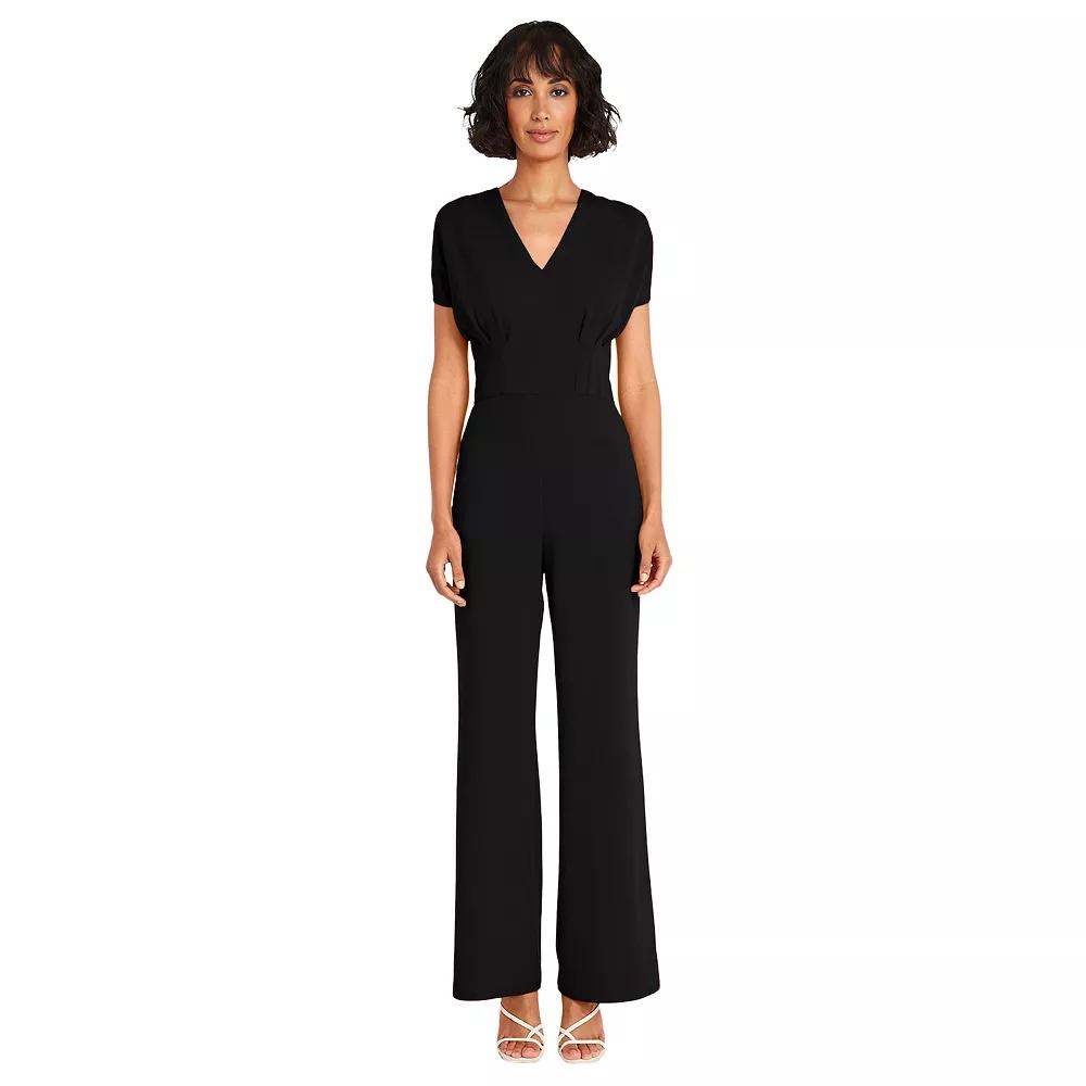 Women's Ali Ro V-Neck Pin Tuck Jumpsuit, Size: 16, Black Product Image