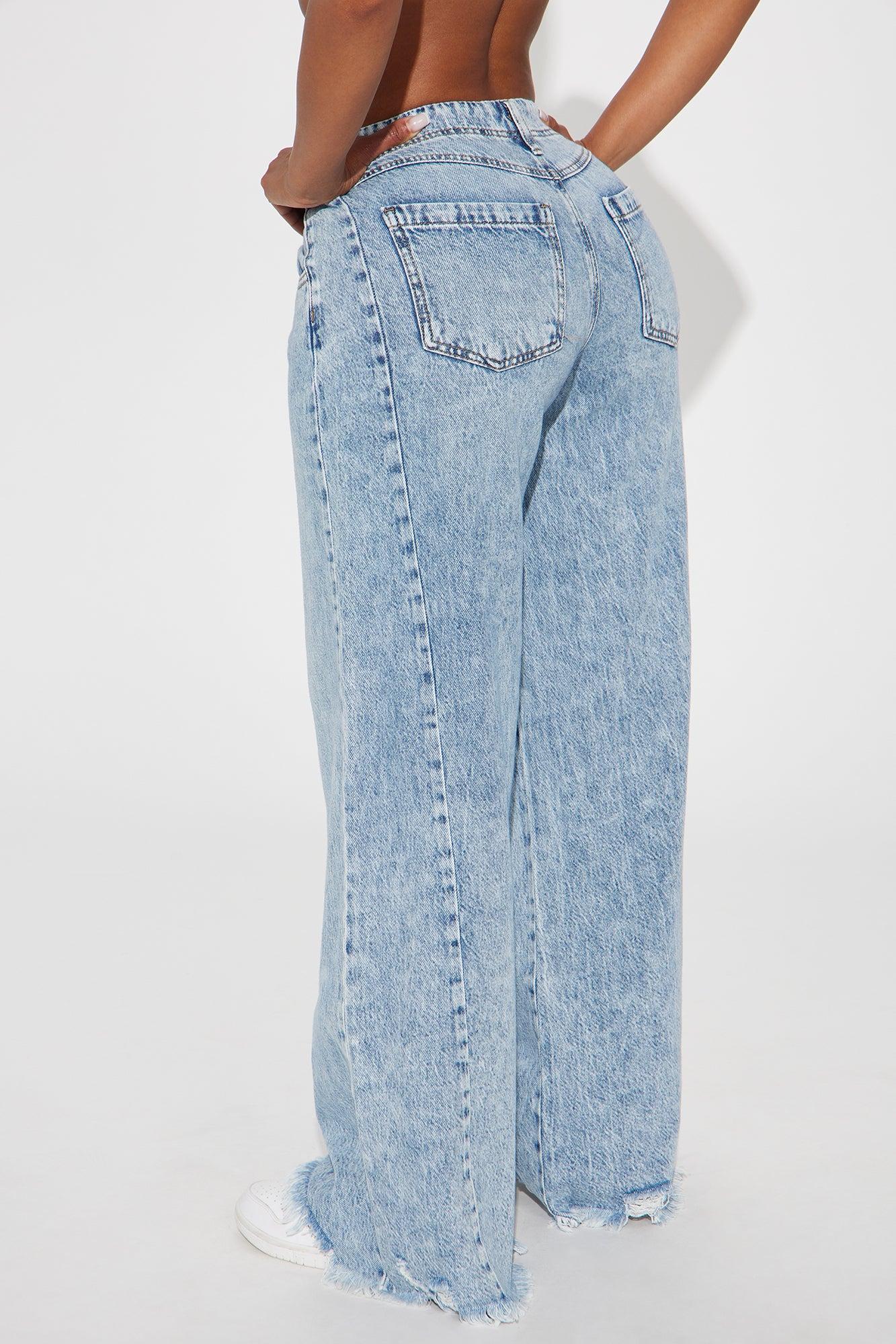 Indigo Low Rise Wide Leg Jeans - Light Wash Product Image