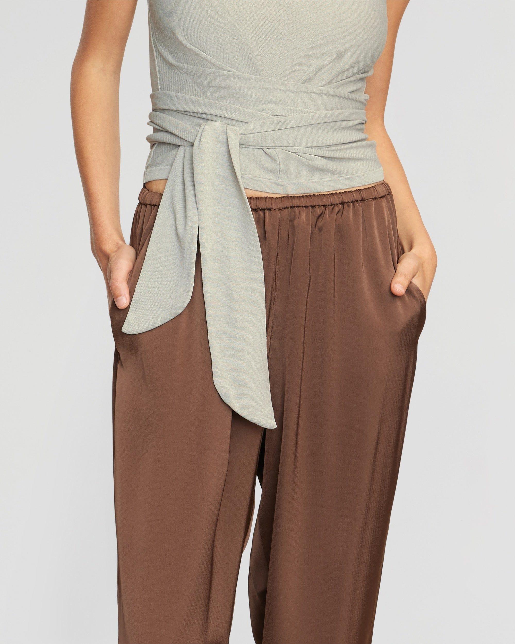 Dana Stretch-Waist Satin Pant Product Image