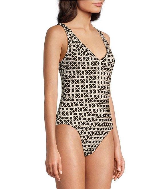 Alex Marie Signature Sculpt Geo Lattice V-Neck One Piece Swimsuit Product Image