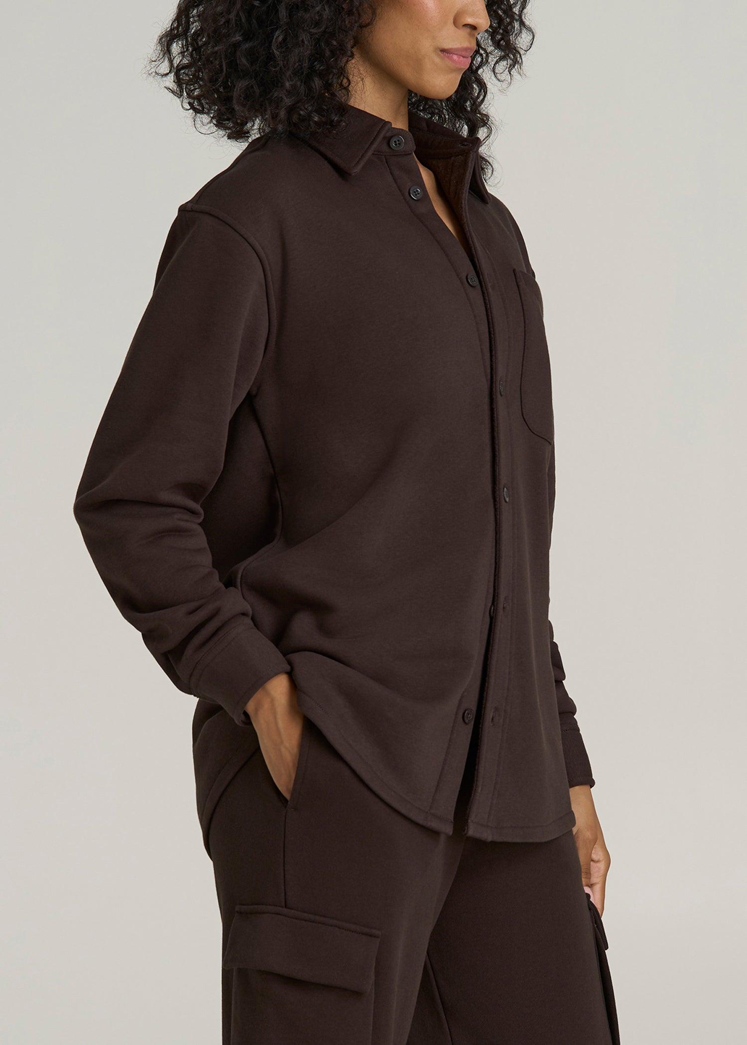 Wearever 2.0 Fleece Shacket for Tall Women in Espresso Female Product Image
