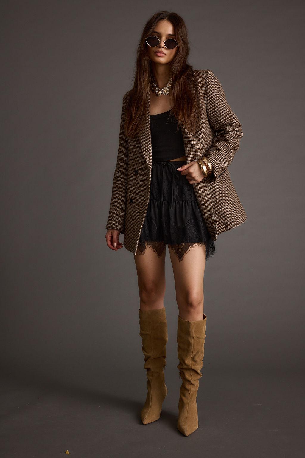 Bexley Black Lace Trim Mini Skirt Product Image