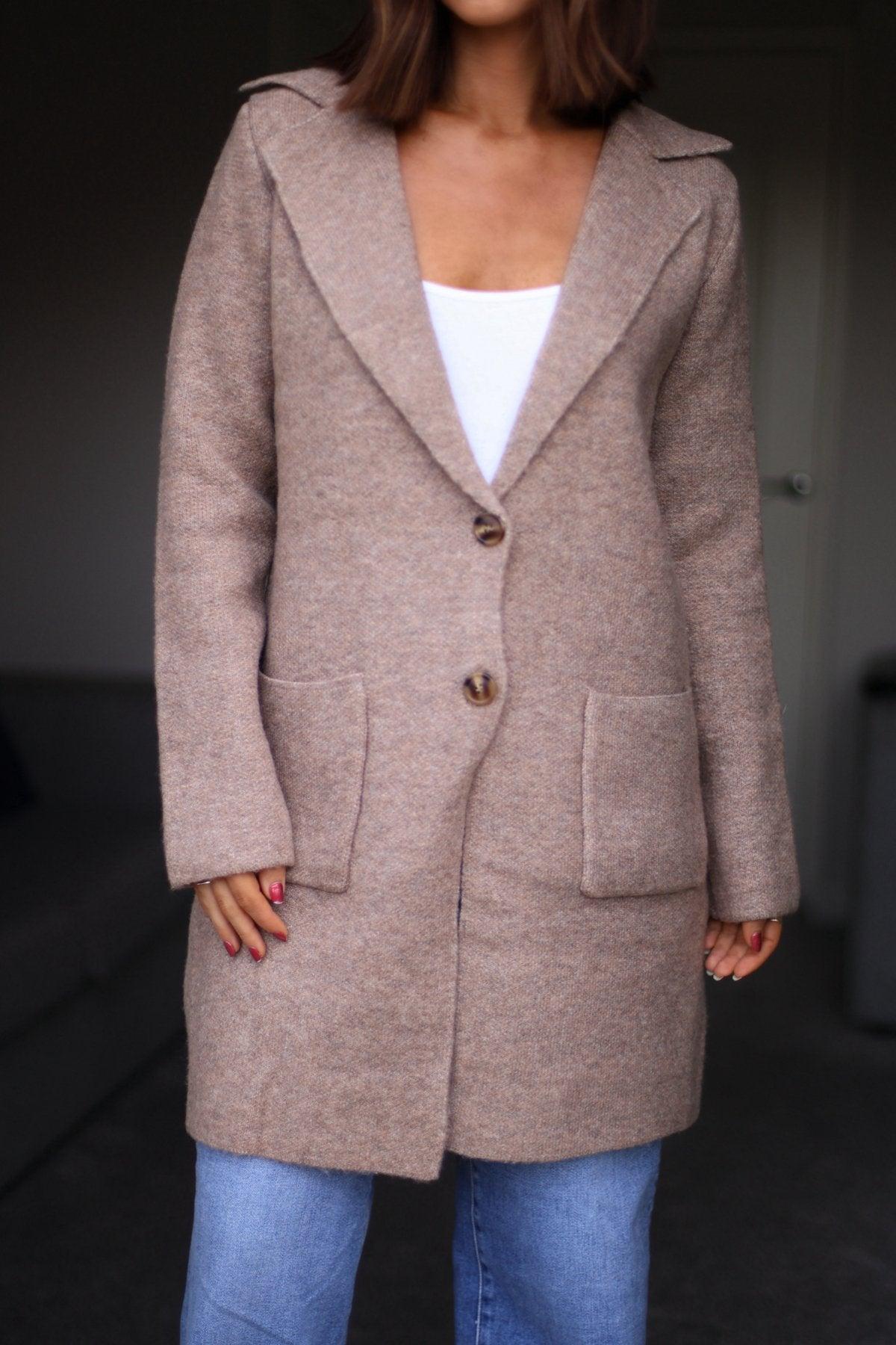 Chunky Mocha Cardigan Coat - FINAL SALE Female Product Image