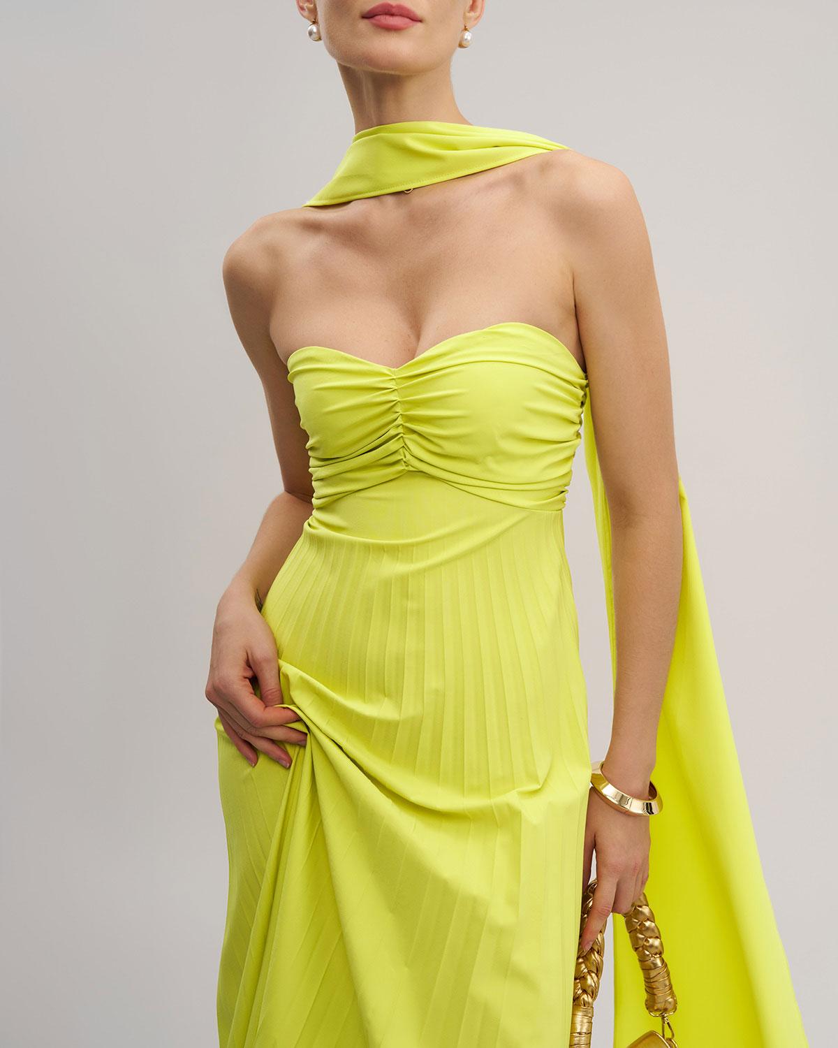 Yellow Strapless Maxi Dress Product Image