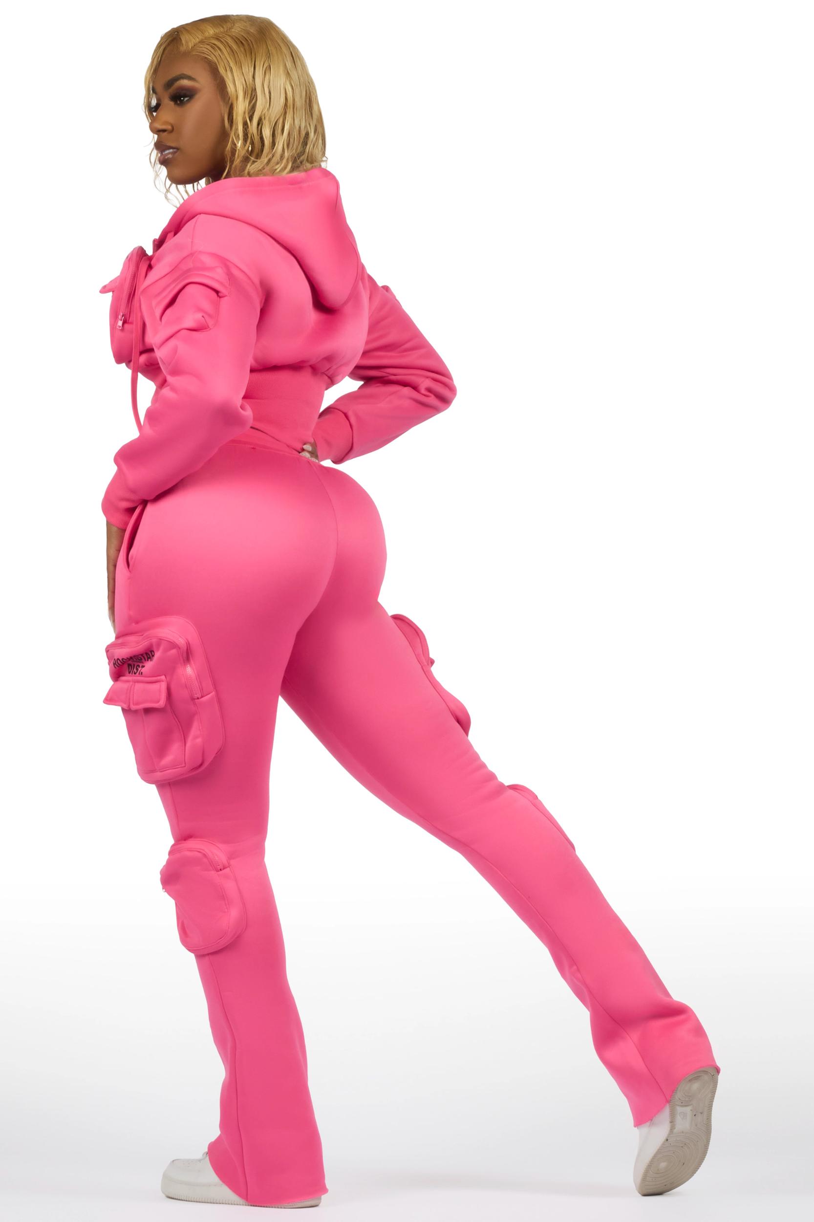 Reneikia Hot Pink Cargo Track Set Female Product Image