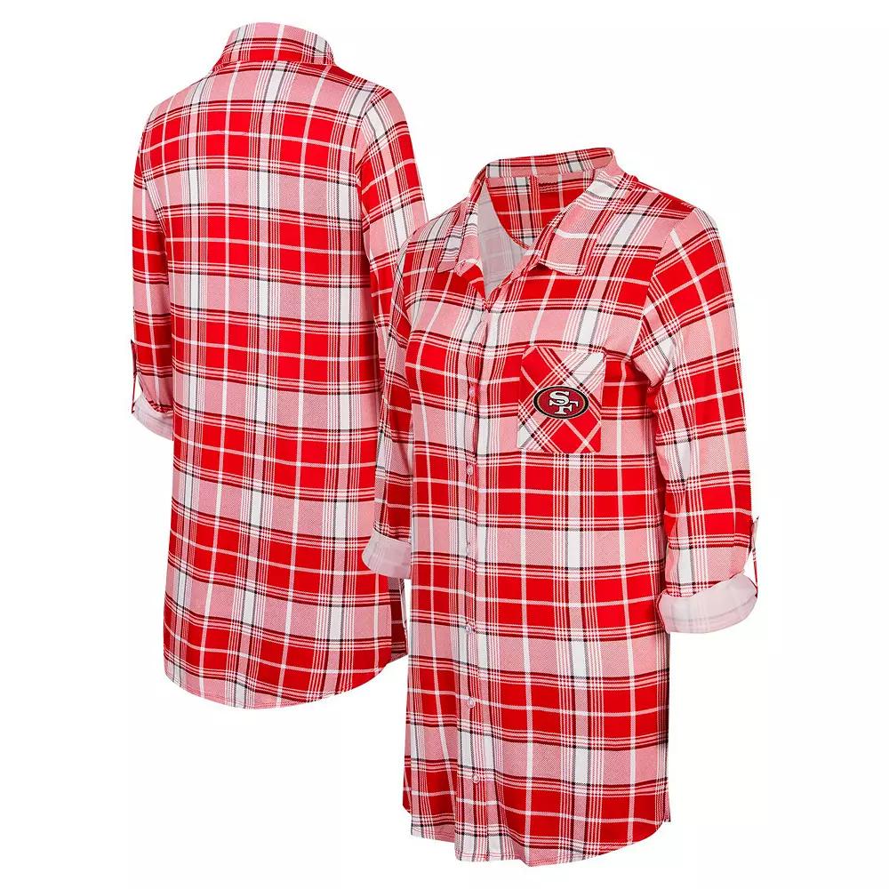 Women's Concepts Sport Scarlet San Francisco 49ers Ashford Plaid Knit Nightshirt, Size: Large, Red Product Image
