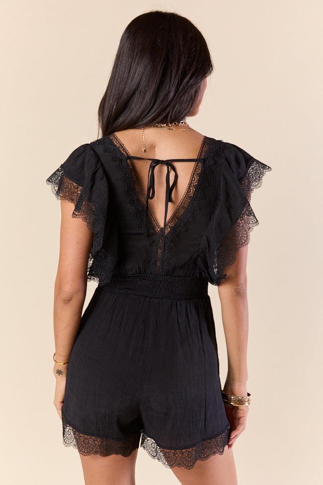 Yacht Topic Black Lace Romper Coverup SALE Product Image