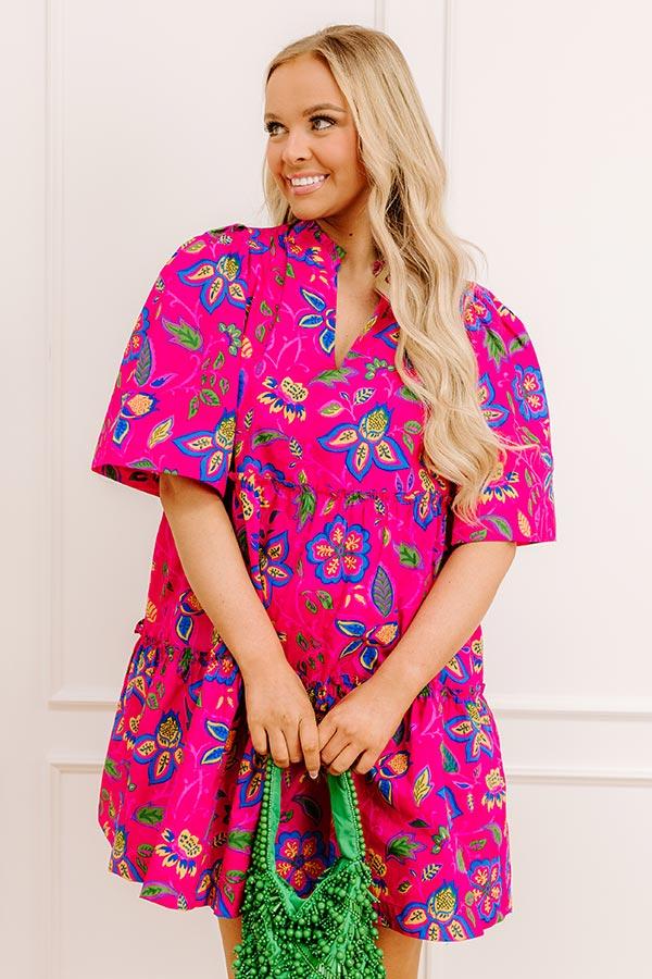 Charmed Feeling Floral Mini Dress in Hot Pink Product Image