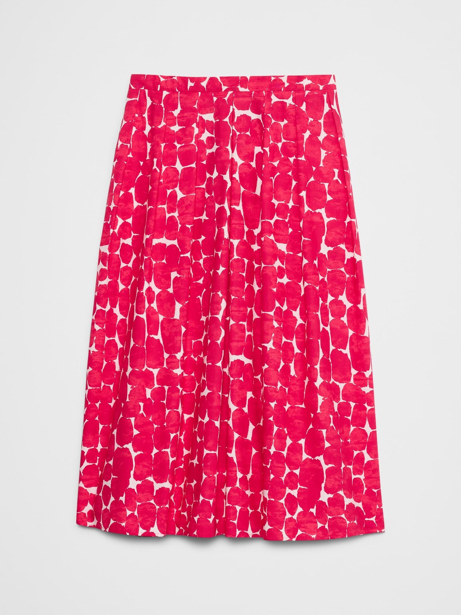 Poplin Pleated Midi Skirt Product Image