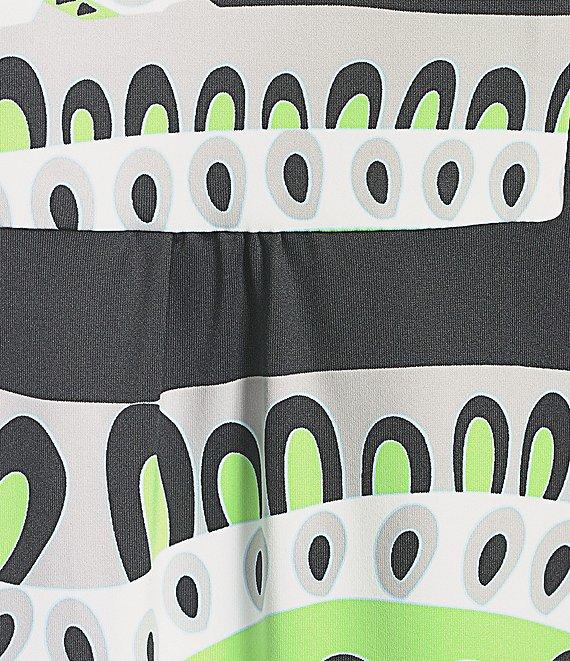 Jude Connally Kerry Mod Kaleidoscope Pool Print Split V-Neck 3/4 Bell Sleeve Knit Shift Dress Product Image