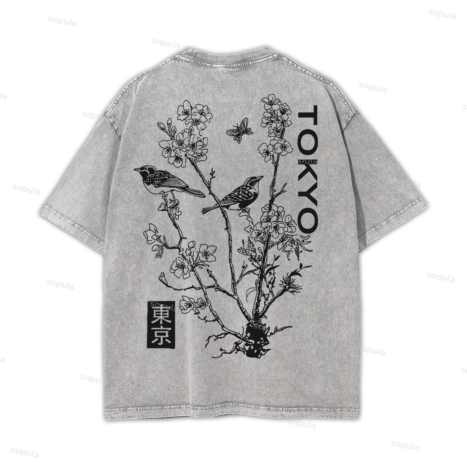 Cyberpunk Anime Futuristic Graphic Acid Washed T-shirt Product Image