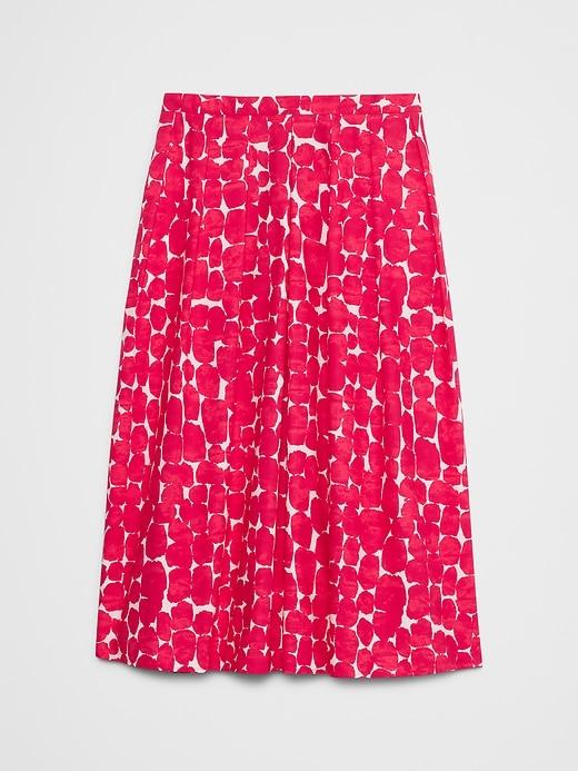 Poplin Pleated Midi Skirt Product Image