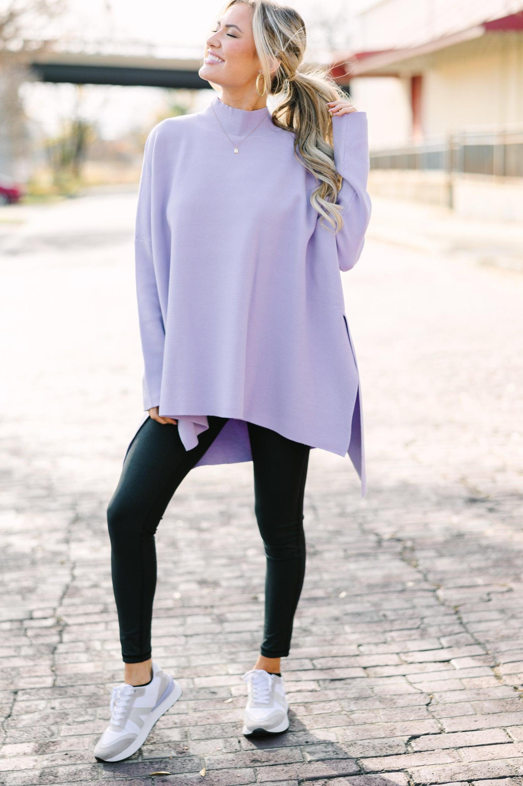 Going With You Lavender Purple Mock Neck Sweater Female Product Image