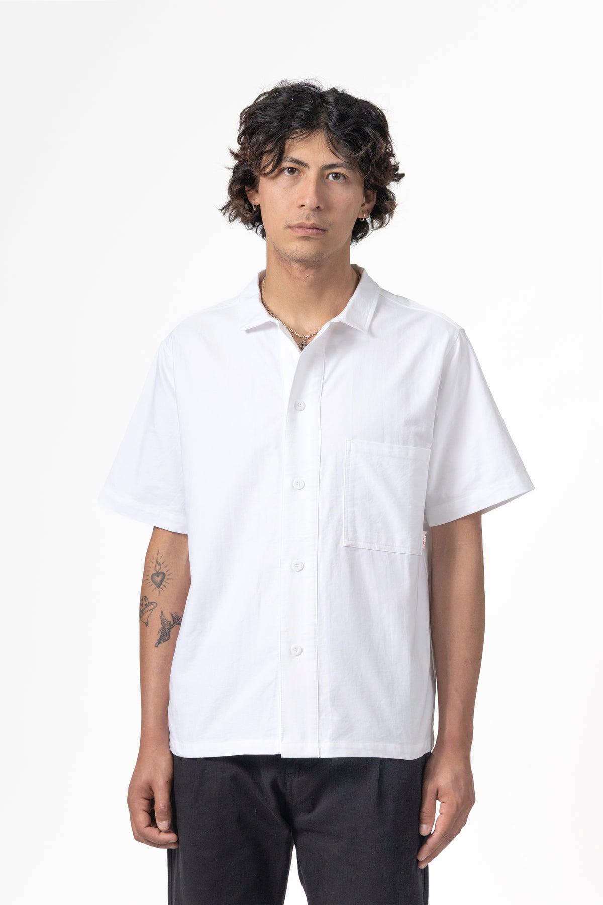 Blacksmith - 'Boxford' Short Sleeve Utility Shirt - White Product Image