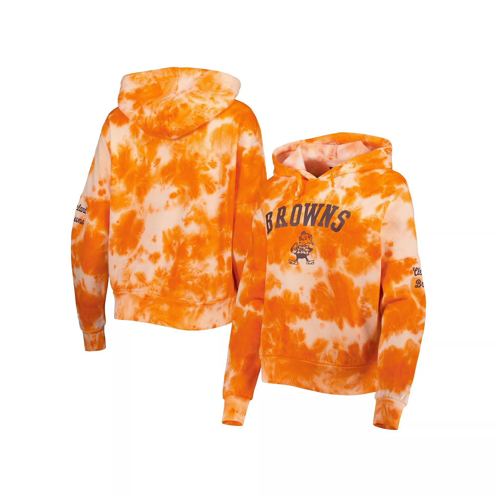 Women's New Era Orange Cleveland Browns Cloud Dye Fleece Pullover Hoodie,  Product Image
