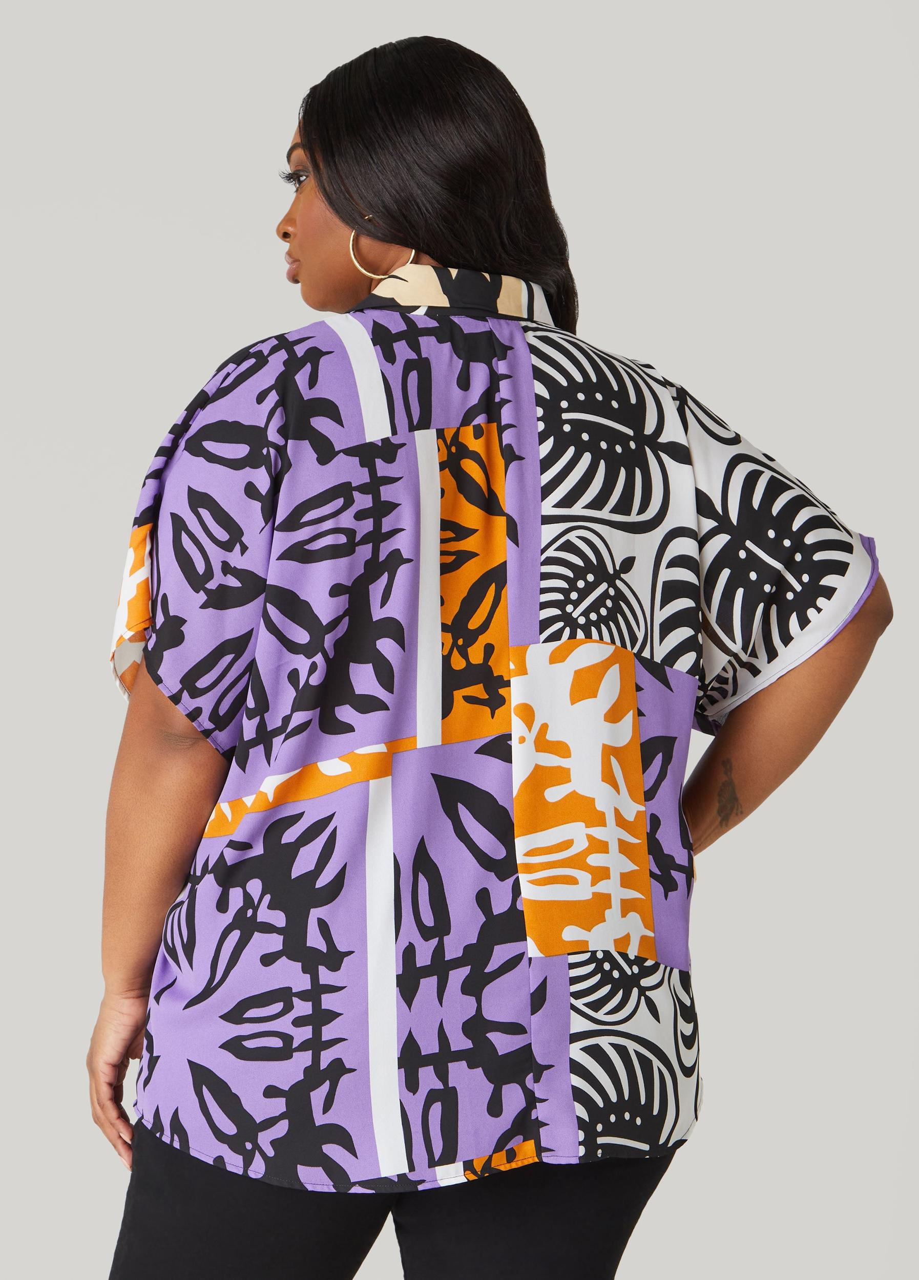 V Neck Tropical Print Shirt Product Image