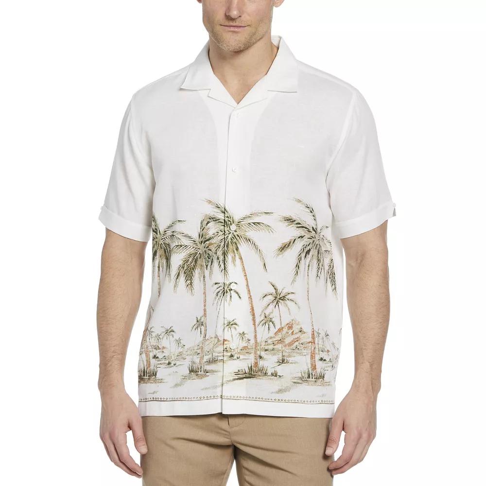 Men's Cubavera Palm Print Border Short Sleeve Button-Down Shirt, Size: Large, Brilliant White Product Image