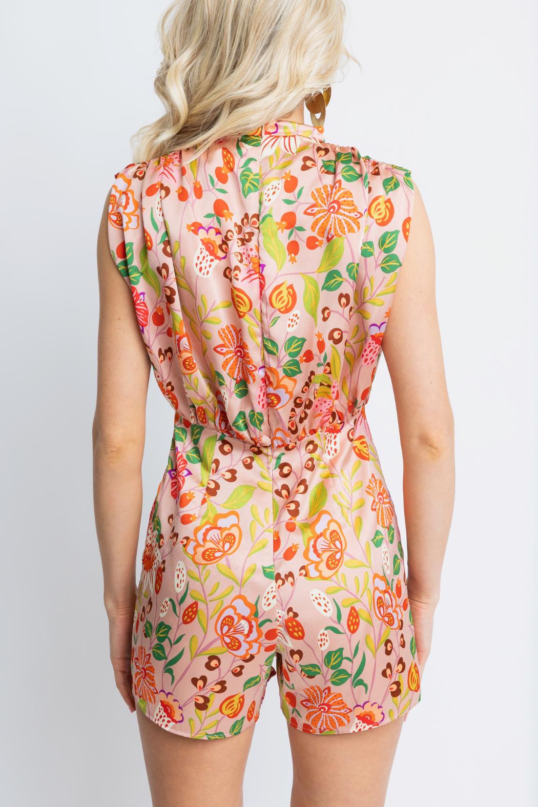 Satin Cowl Neck Romper Product Image