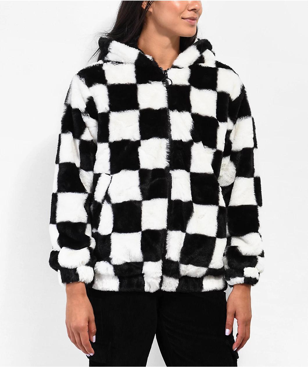 Angel Kiss Checkered Black & White Jacket Product Image