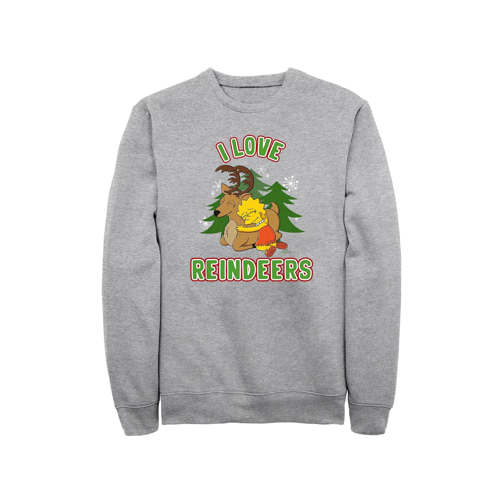Men's The Simpsons Lisa I Love Reindeers Graphic Fleece,  Product Image