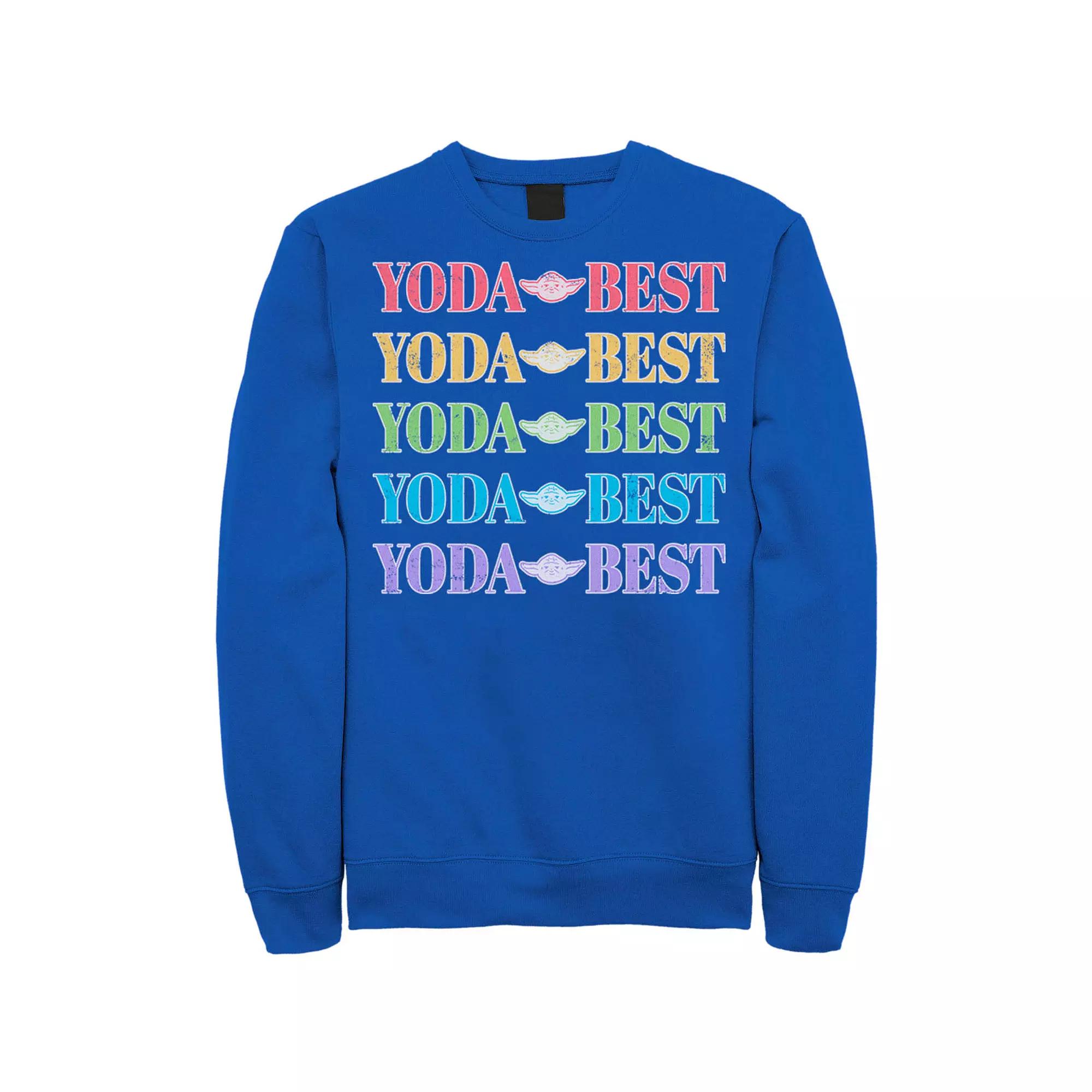 Men's Star Wars Pride Yoda Best Rainbow Text Stack Sweatshirt,  Product Image
