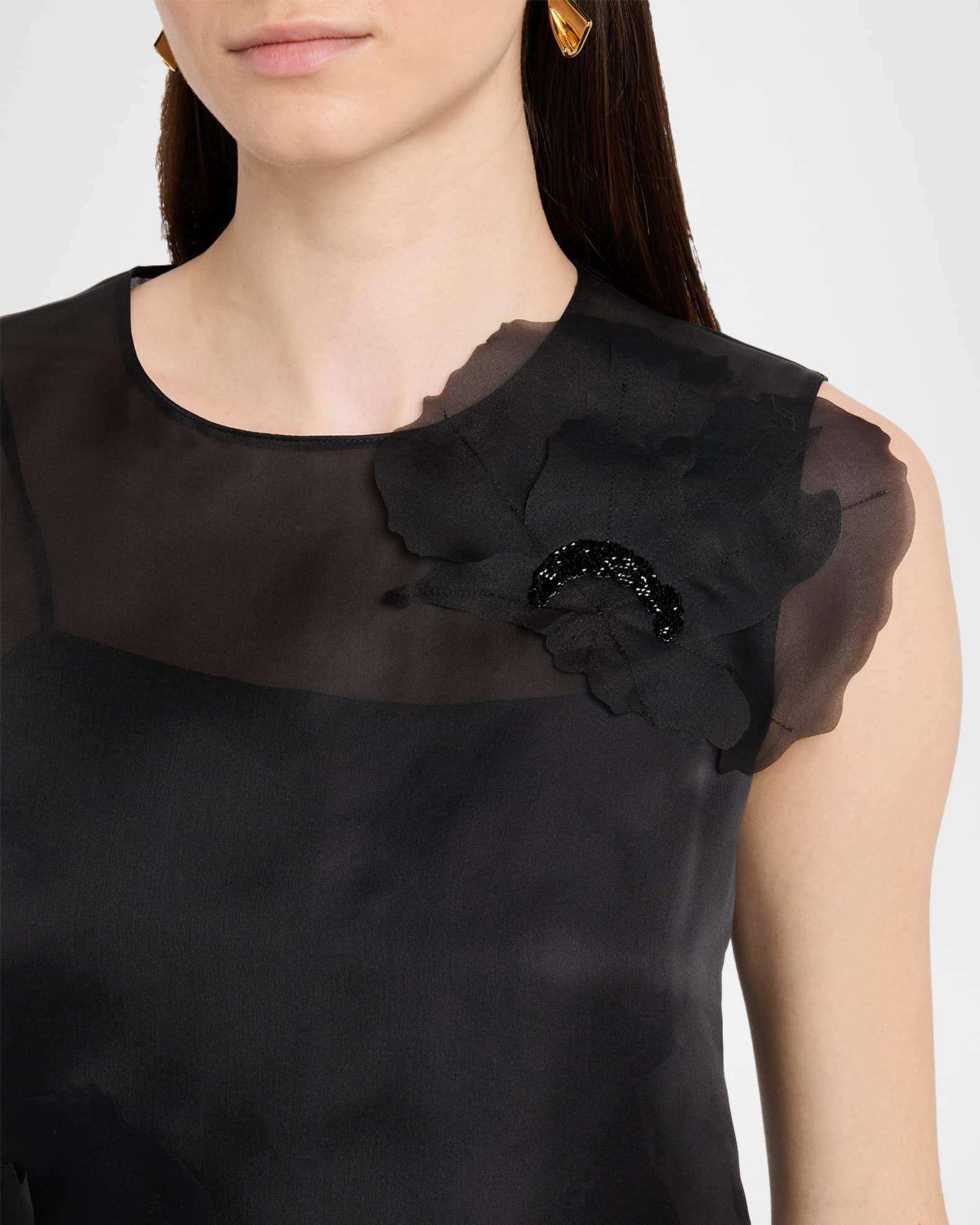 Embellished 3D Anemone Silk Organza Blouse Product Image