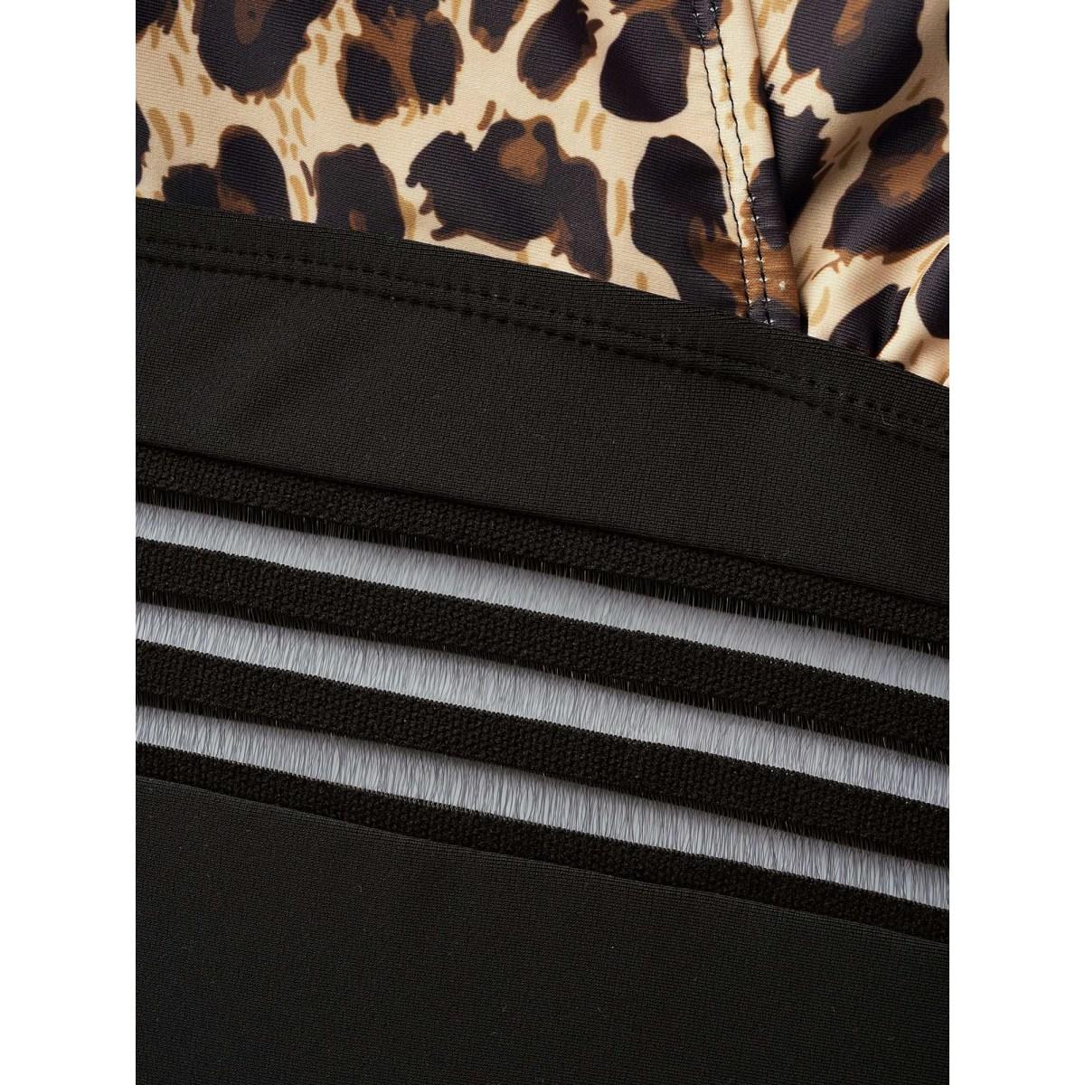 Plus Size Leopard Print Sheer Spliced Surplice Neck One-Piece Swimsuit Women's Swimwear Leopard Beach Gathered Curve Bathing Suits High stretch One Pieces BloomChic 22-24/3X Product Image