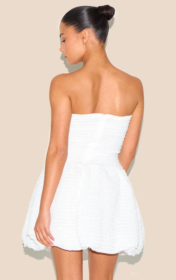  Petite White Jacquard Bandeau Puffball Dress Product Image
