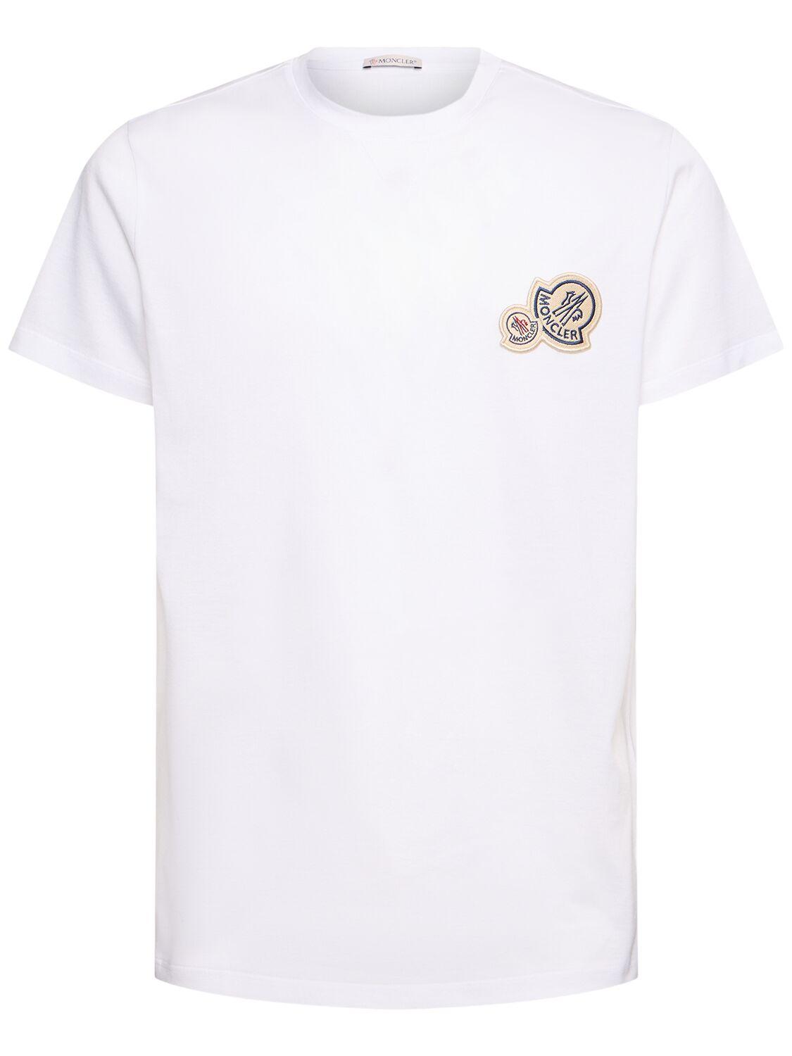 MONCLER Mens White Brand-patch Short-sleeve Pack Of Three Cotton-jersey T-shirt Product Image