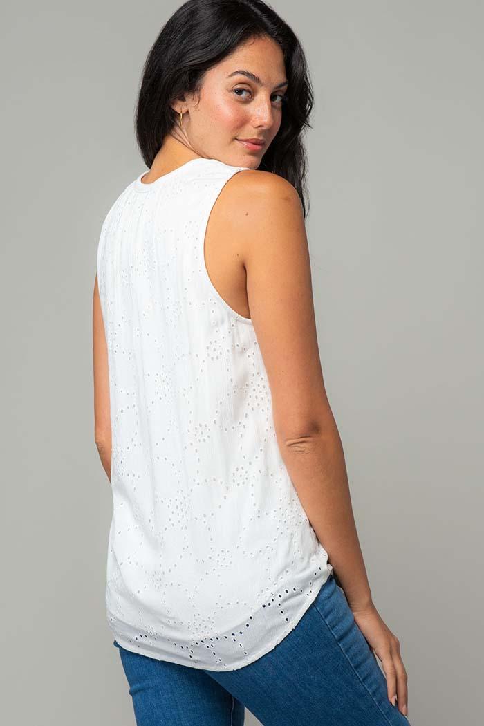 Sleeveless Eyelet Tie Front Tank Top Product Image