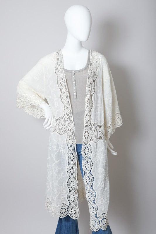 Crochet Open Patch Longline Kimono Product Image