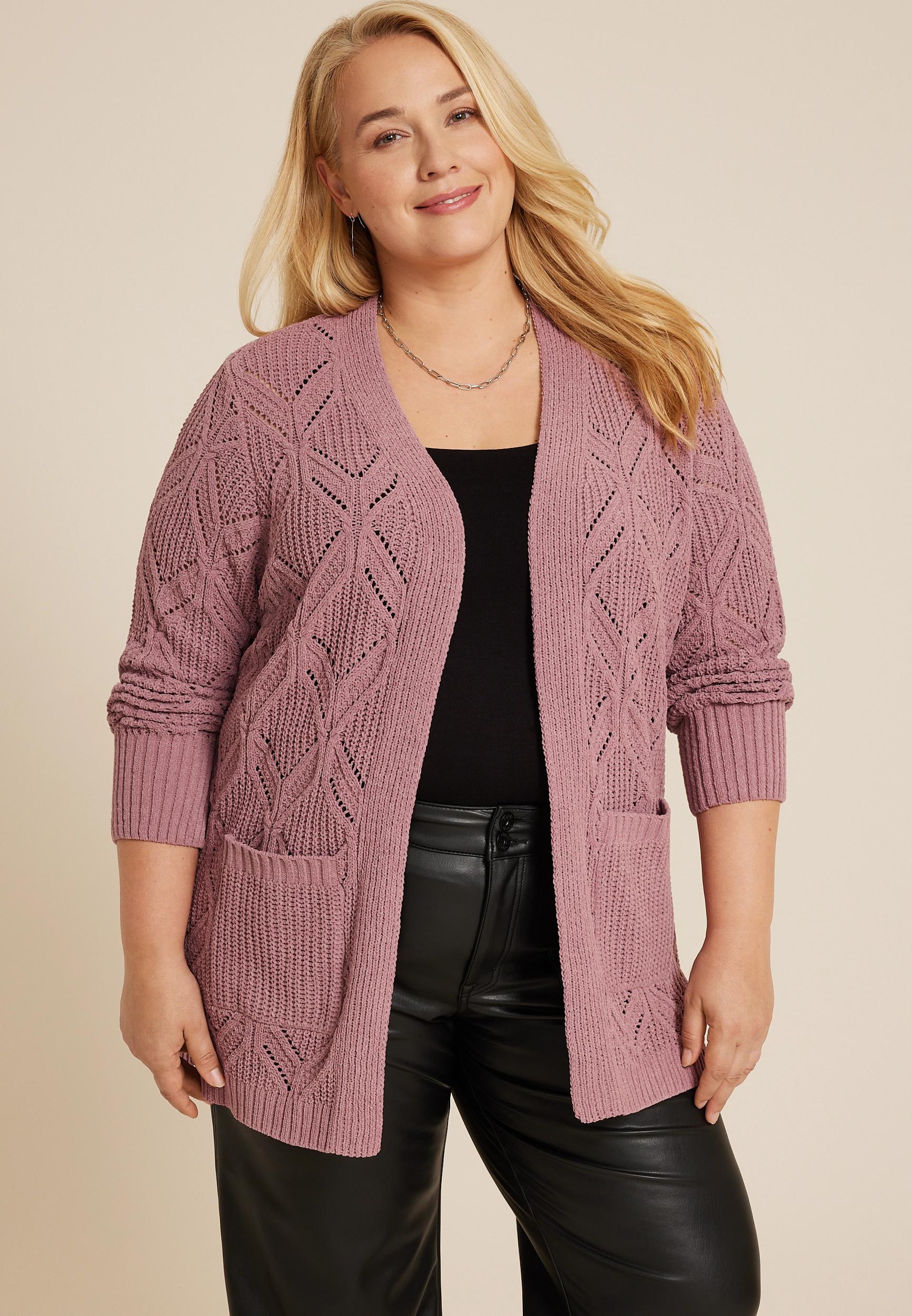 Maurices Plus Size Womens Diamond Stitch Pocket Cardigan Product Image