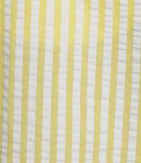 Gibson & Latimer Stripe Cotton Seersucker V-Neck 3/4 Bubble Sleeve Blouse Product Image