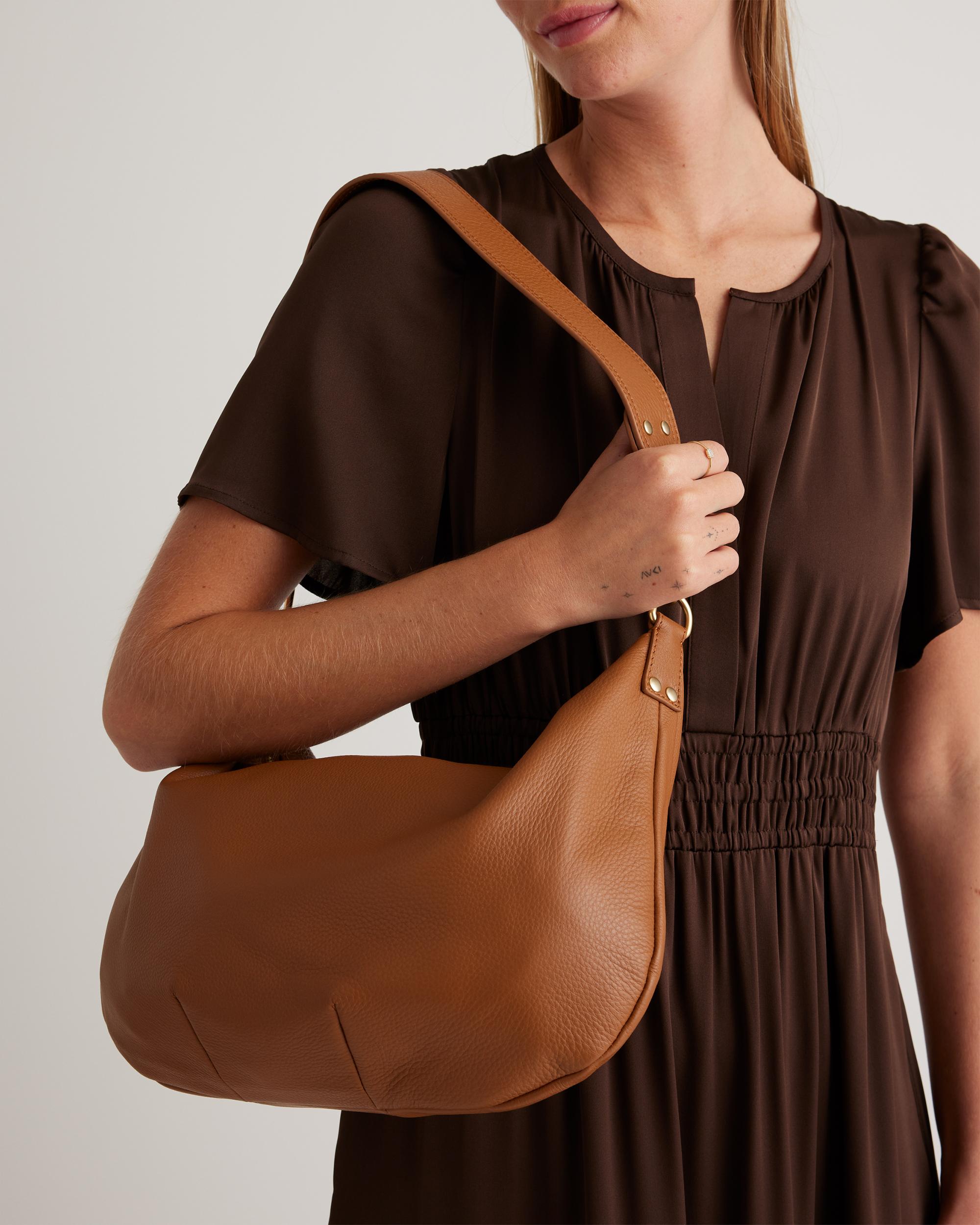 Quince | Women's Italian Leather Convertible Crescent Shoulder Bag Product Image