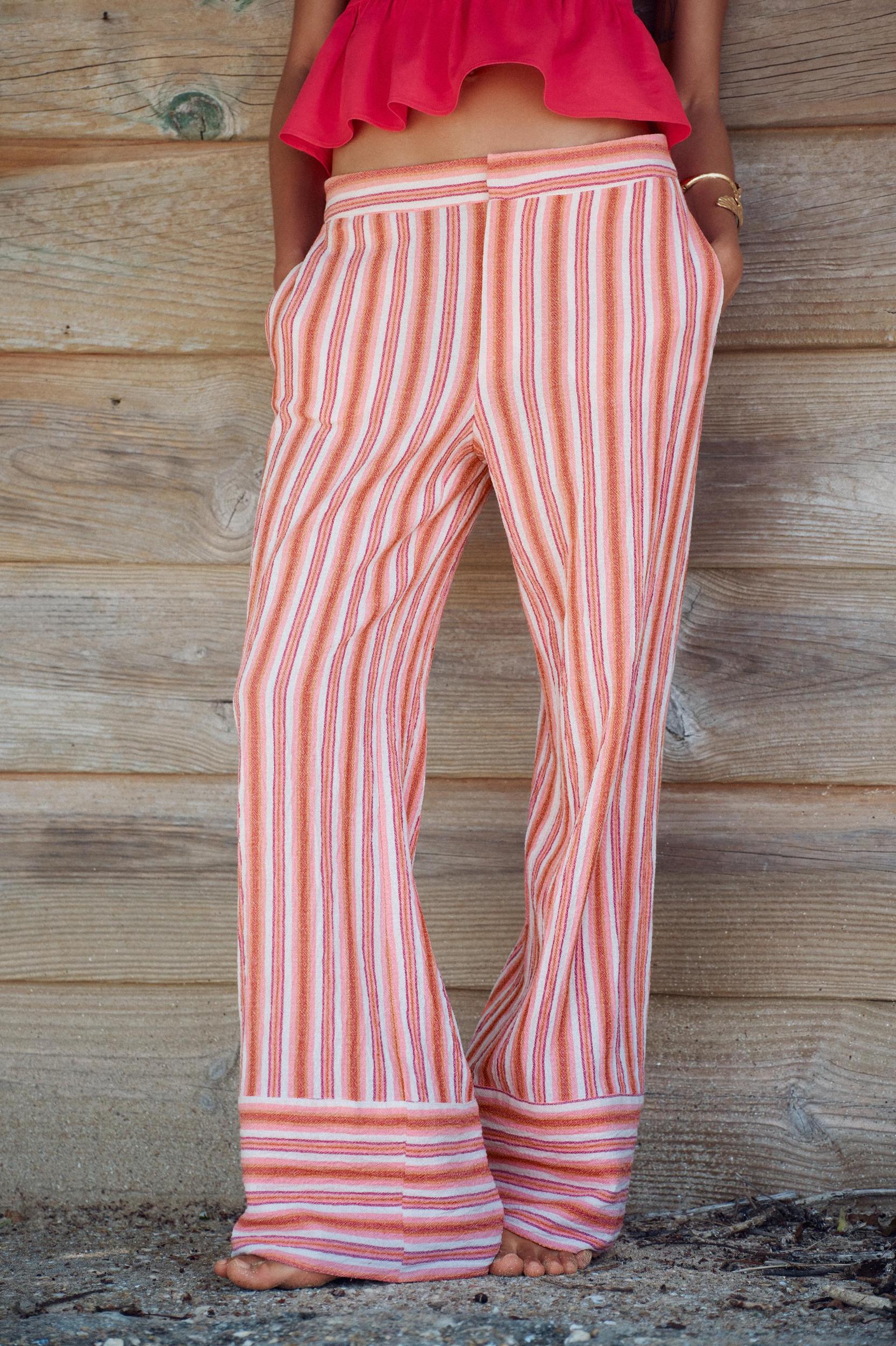 STRIPED WIDE RUSTIC PANTS Product Image