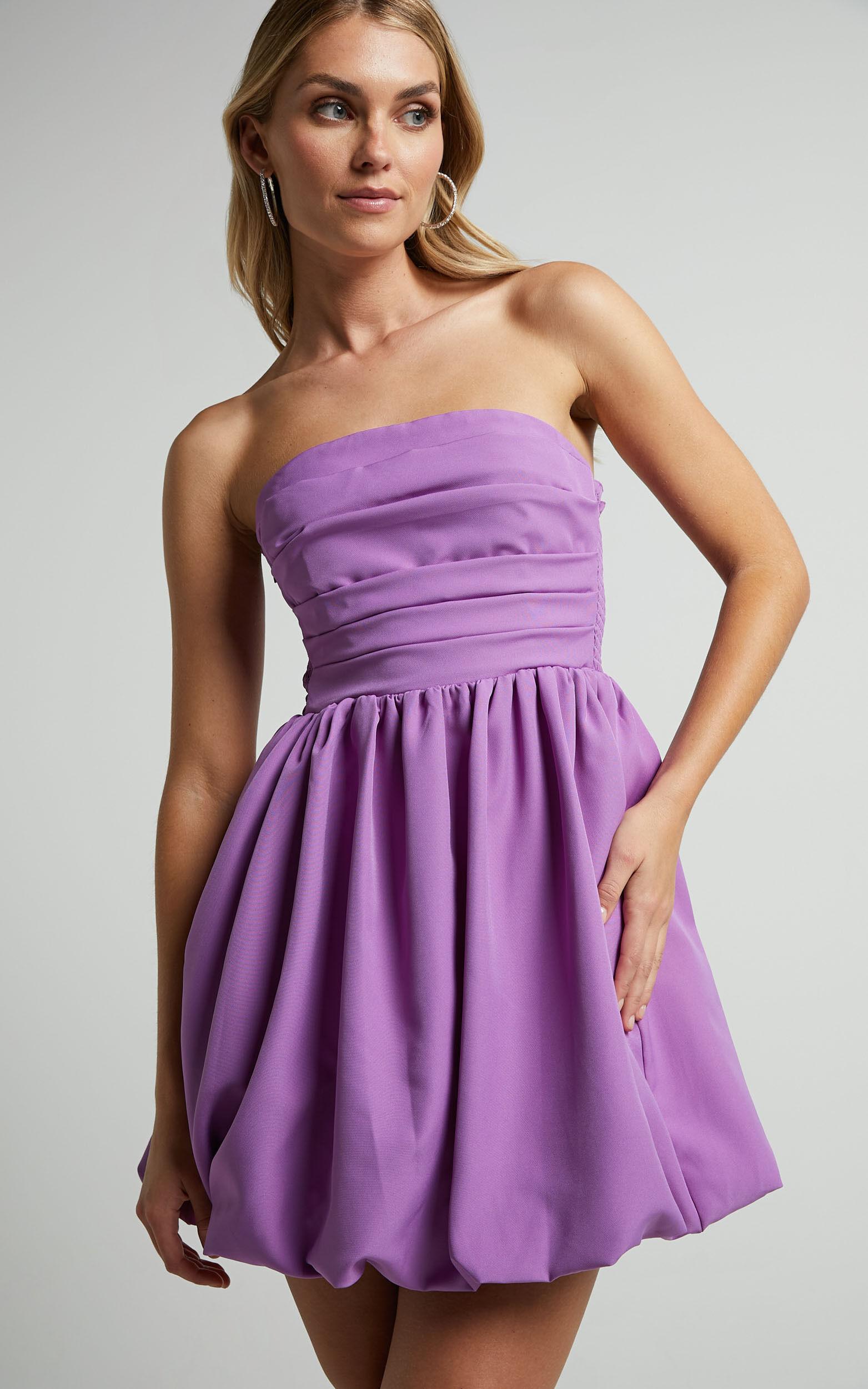 Shaima Mini Dress - Strapless Bubble Hem Dress in Orchid Product Image