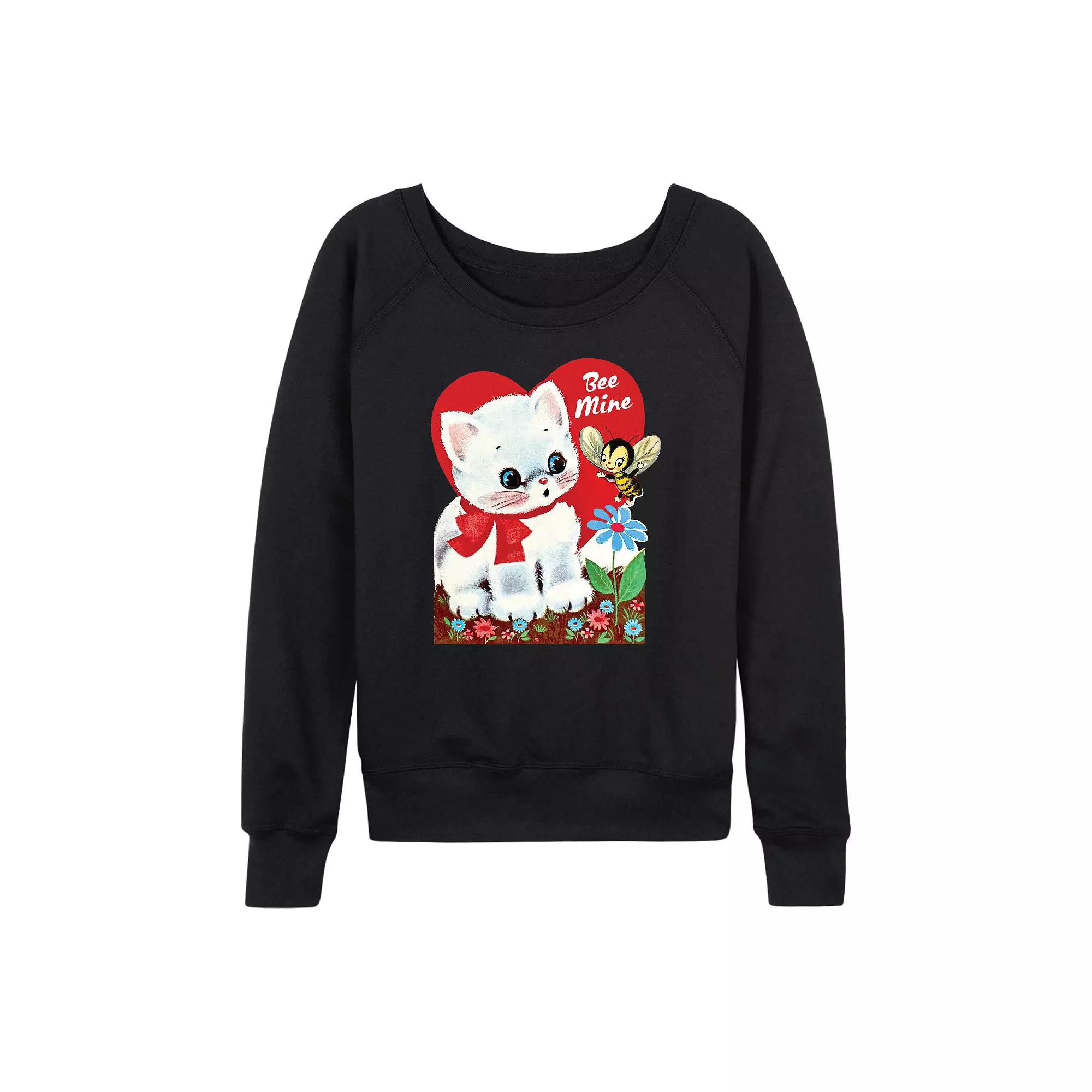 Women's Bee Mine Vintage Valentine's French Terry Long Sleeve Tee,  Product Image